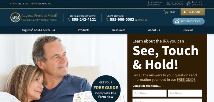 screenshot of the affiliate sign up page for Augusta Precious Metals