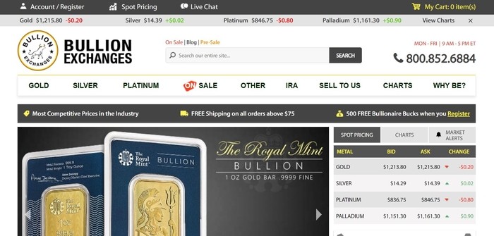 screenshot of the affiliate sign up page for Bullion Exchanges