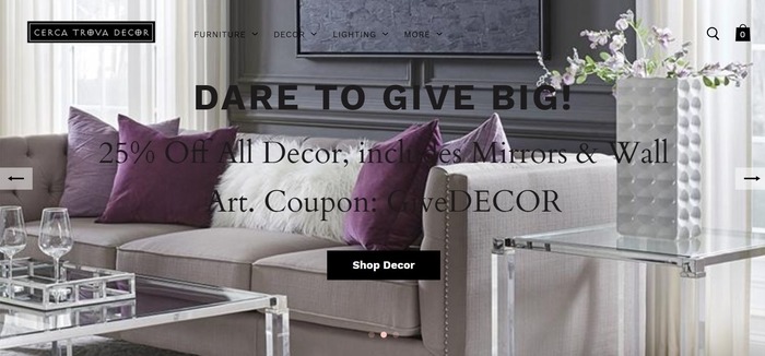 screenshot of the affiliate sign up page for Cerca Trova Decor