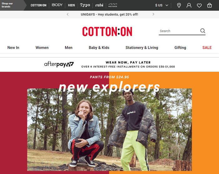 Cotton On Home Page