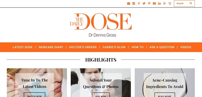 screenshot of the affiliate sign up page for Dr. Dennis Gross Skincare