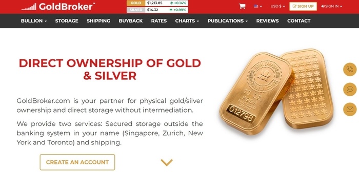 screenshot of the affiliate sign up page for Goldbroker.com