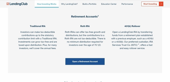 screenshot of the affiliate sign up page for Lending Club Investor