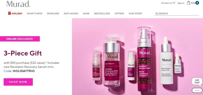 screenshot of the affiliate sign up page for Murad Skin Care