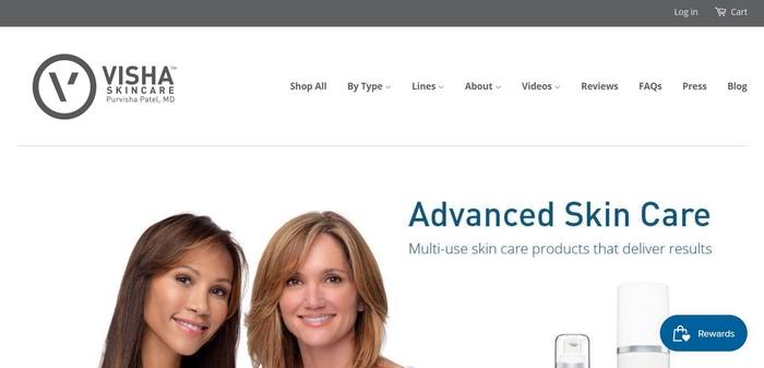 screenshot of the affiliate sign up page for Visha Skincare