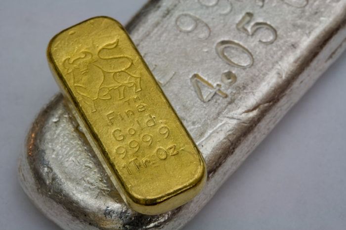 image of gold and silver precious metals close up