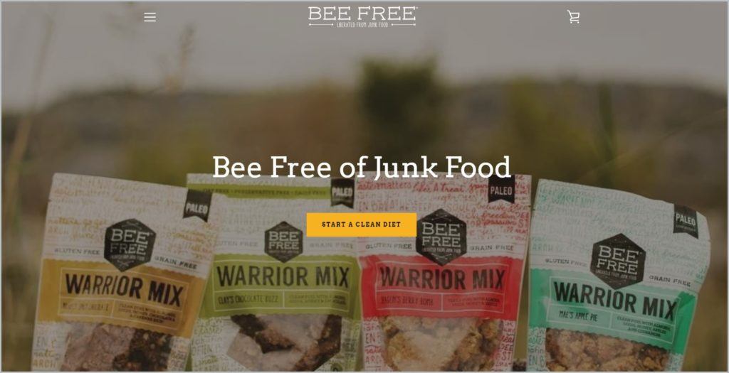 screenshot of BeeFree home page.