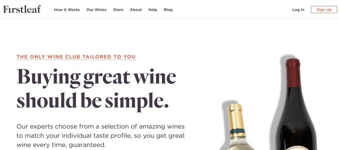 screenshot of the affiliate sign up page for Firstleaf Wine Club