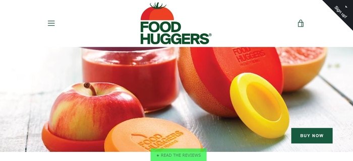 screenshot of the affiliate sign up page for Food Huggers