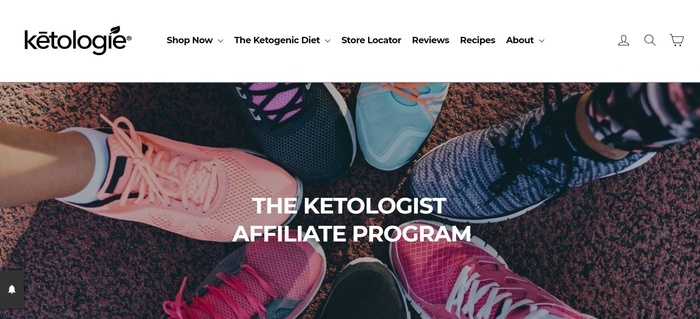 screenshot of the affiliate sign up page for Ketologie