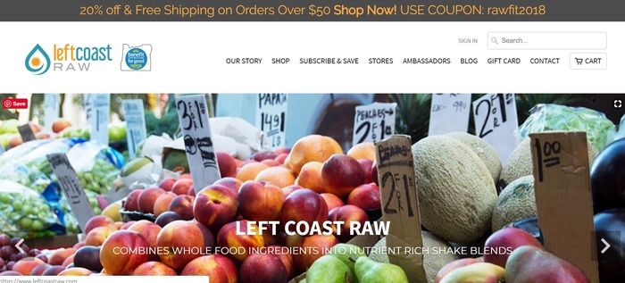 screenshot of the affiliate sign up page for Left Coast Raw