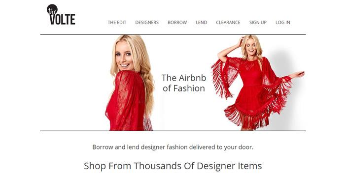 A website screenshot from The Volte showing two images of a woman in a red dress