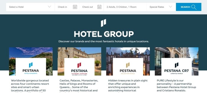 screenshot of the affiliate sign up page for Pestana Hotel Group