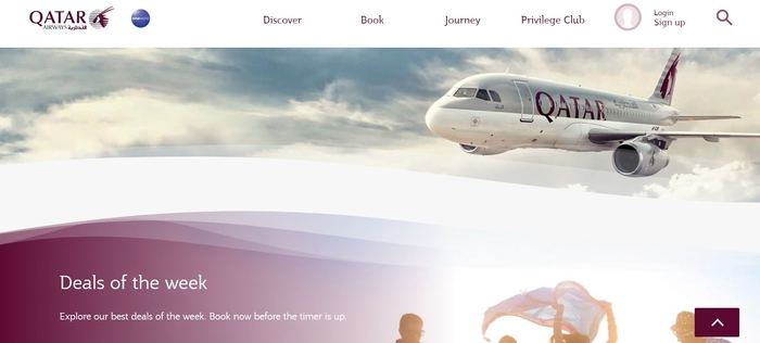 screenshot of the affiliate sign up page for Qatar Airways