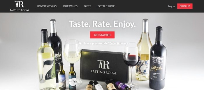 screenshot of the affiliate sign up page for Tasting Room by Lot18