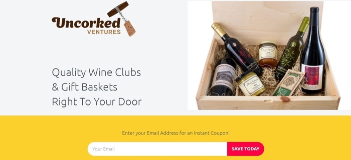 screenshot of the affiliate sign up page for Uncorked Ventures