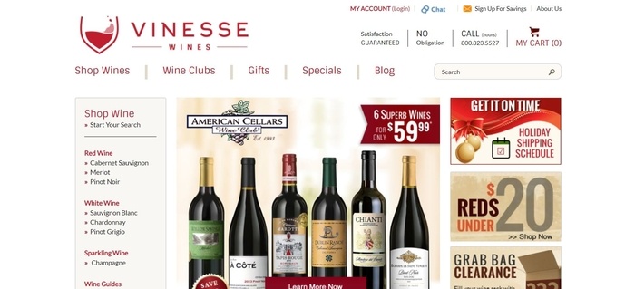 screenshot of the affiliate sign up page for Vinesse Wines