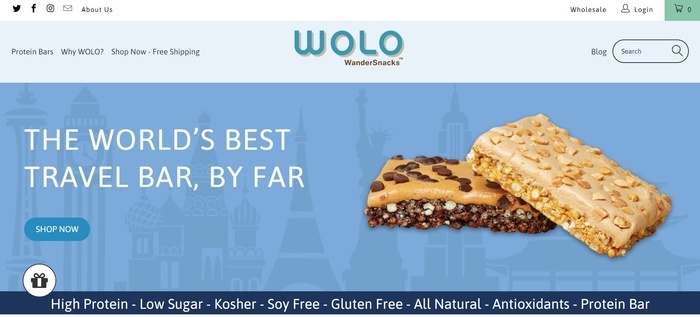 screenshot of the affiliate sign up page for WOLO Snacks