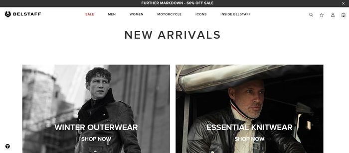 screenshot of the affiliate sign up page for Belstaff