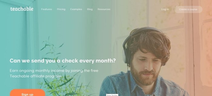 screenshot of the affiliate sign up page for Teachable