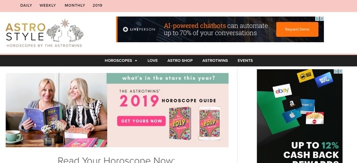 screenshot of the affiliate sign up page for The AstroTwins