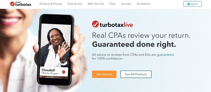 screenshot of the affiliate sign up page for TurboTax