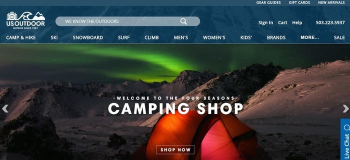 screenshot of the affiliate sign up page for US Outdoor