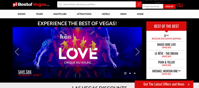 screenshot of the affiliate sign up page for BestOfVegas