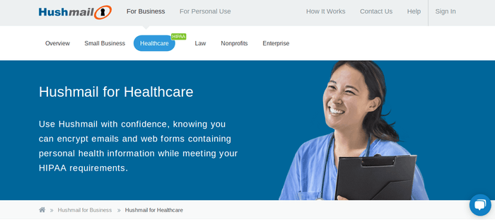 screenshot of the affiliate sign up page for Hushmail for Healthcare