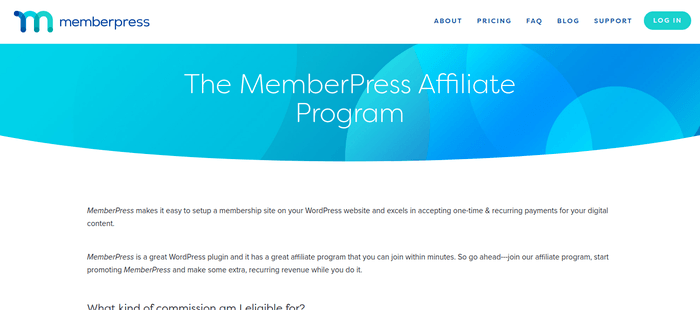 screenshot of the affiliate sign up page for MemberPress