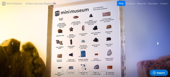 screenshot of the affiliate sign up page for Mini Museum