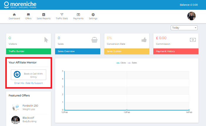 MoreNiche Affiliate Dashboard