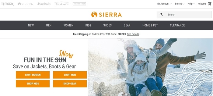 screenshot of the affiliate sign up page for Sierra Trading Post