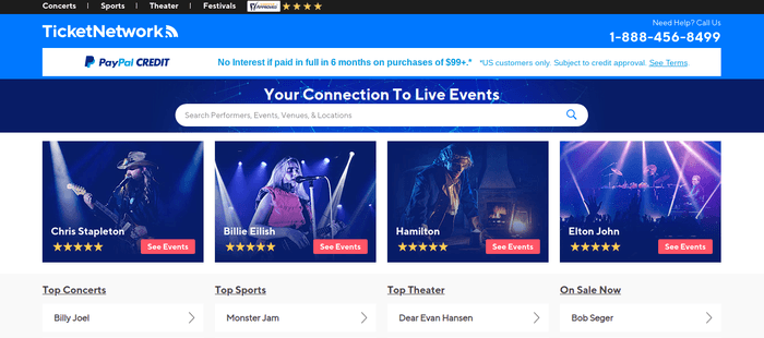 screenshot of the affiliate sign up page for TicketNetwork