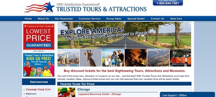 screenshot of the affiliate sign up page for Trusted Tours and Attractions