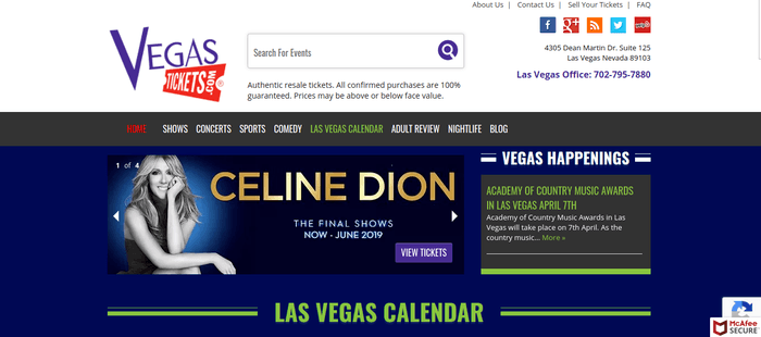 screenshot of the affiliate sign up page for Vegas Tickets