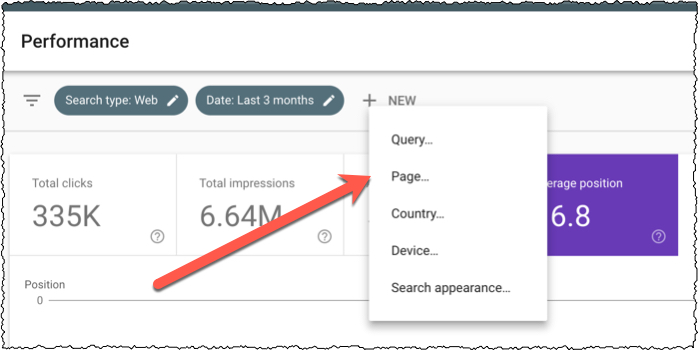 add a page in search console for granular