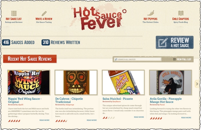 screenshot of hot sauce review niche website