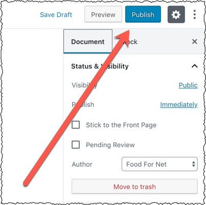 publish a wordpress article