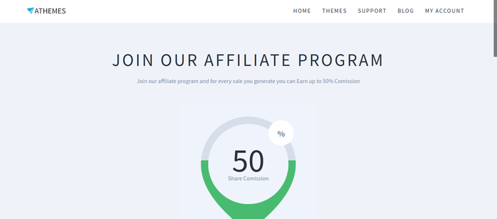 screenshot of the affiliate sign up page for AThemes