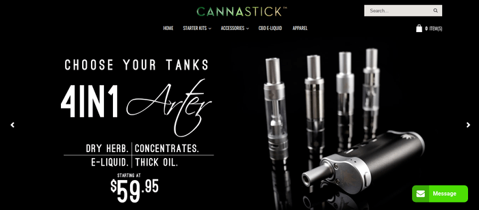 screenshot of the affiliate sign up page for Cannastick