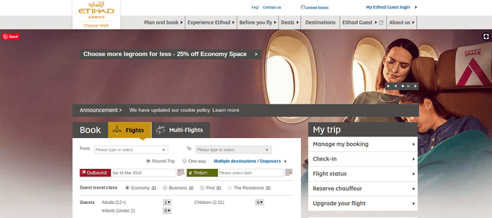 screenshot of the affiliate sign up page for Etihad Airways