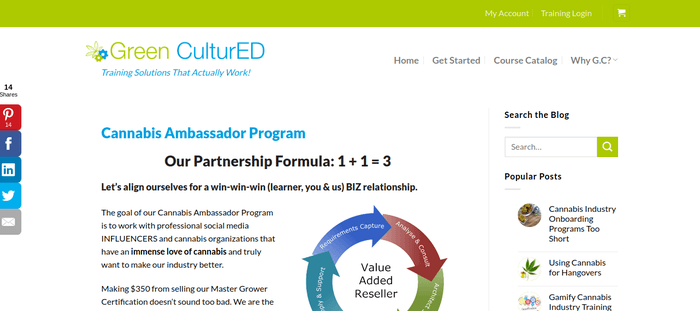 screenshot of the affiliate sign up page for Green CulturED