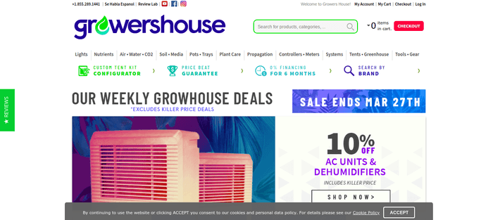 screenshot of the affiliate sign up page for Growers House