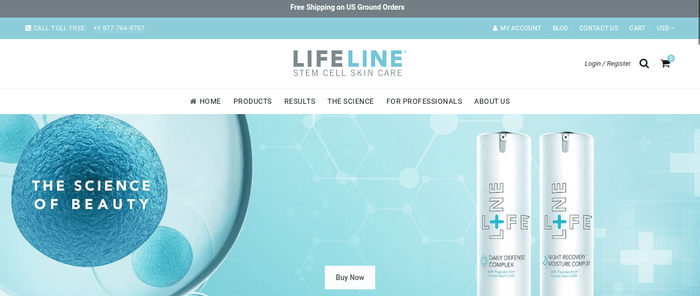 screenshot of the affiliate sign up page for Lifeline Skincare