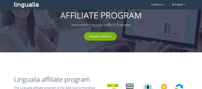 screenshot of the affiliate sign up page for Lingualia