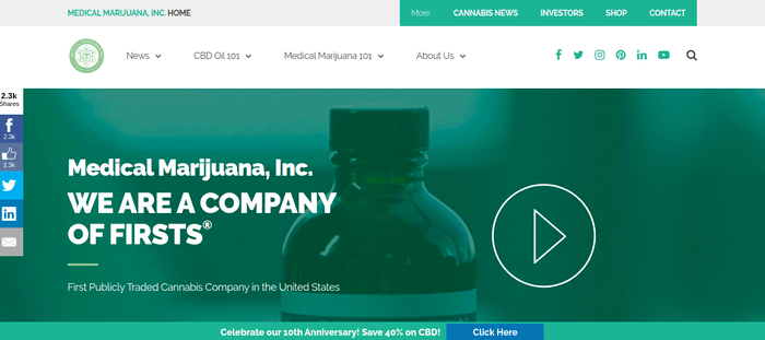 screenshot of the affiliate sign up page for Medical Marijuana, Inc. 