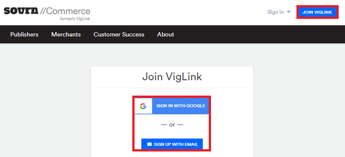 VigLink Sign Up