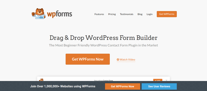 screenshot of the affiliate sign up page for WPForms