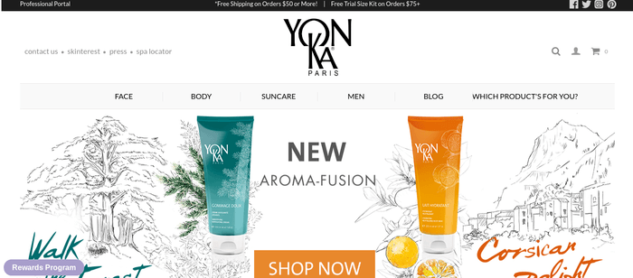 screenshot of the affiliate sign up page for Yon-Ka Paris